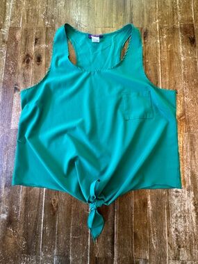 Hot Gal Brand Tie-Front Teal Racerback Tank Sz L